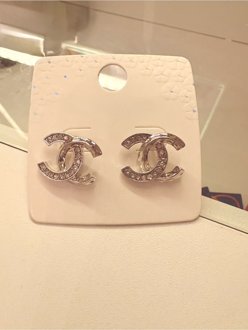 Crystal-Embellished Stud Earrings - Silver